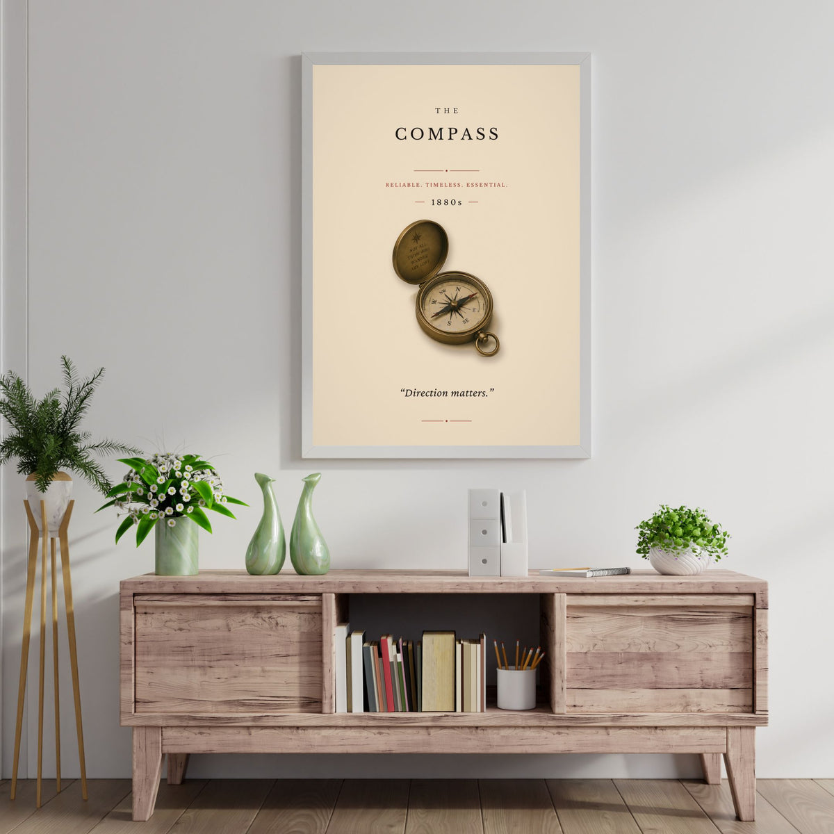 The Compass Poster – Antique Brass Compass Wall Art