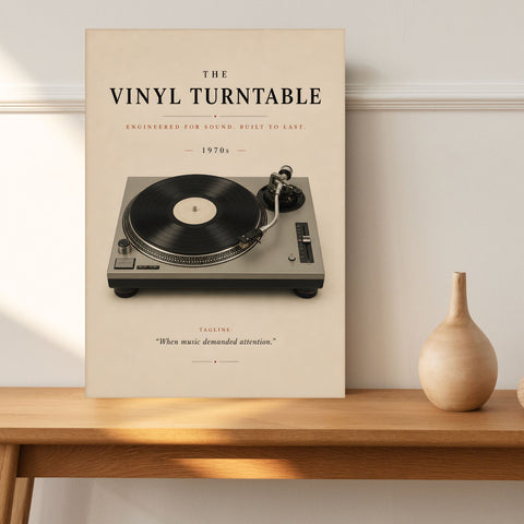 The Vinyl Turntable Poster – 1970s Record Player Wall Art
