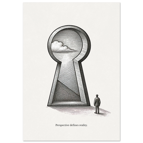 Perspective Defines Reality – Minimalist Keyhole Poster, Conceptual Mindset Wall Art