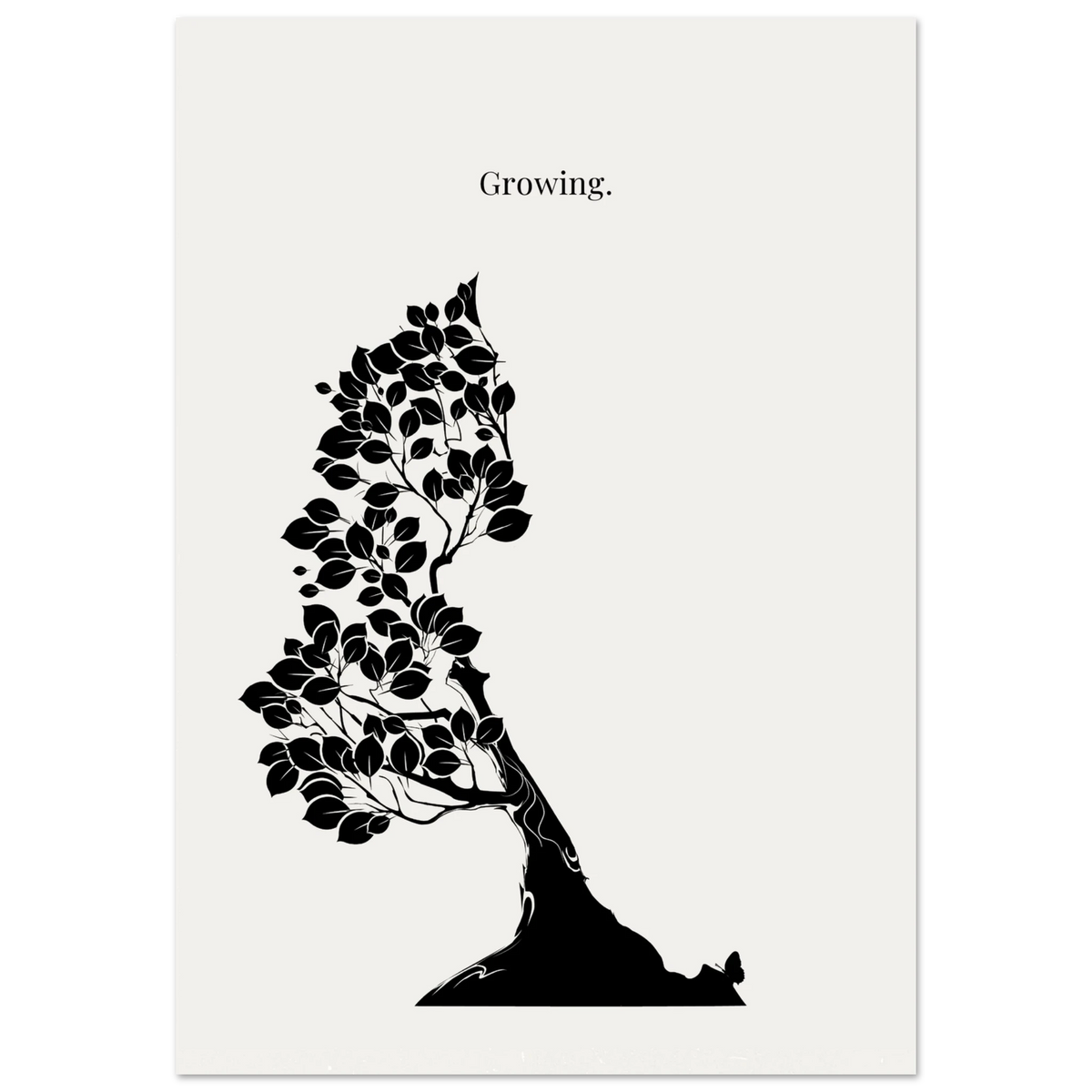 minimalist black tree poster growing concept botanical silhouette modern wall art print