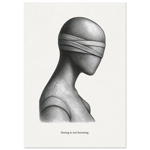 Seeing Is Not Knowing – Minimalist Blindfold Figure Poster