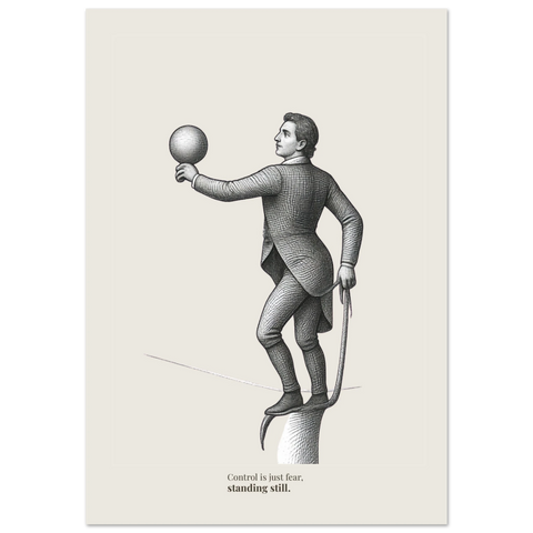 Balancing Figure Poster – Control & Fear Minimalist Wall Art