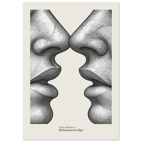 Two Lips Poster – Minimalist Distance & Longing Wall Art