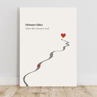 Poster with a wavy line and heart shapes on a white background