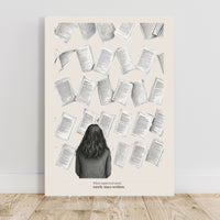 Scattered Pages Poster – "What Mattered Most Rarely Stays Written" Wall Art