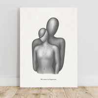 "We Meet in Fragments" Poster – Abstract Overlapping Figures Wall Art