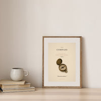 The Compass Poster – Antique Brass Compass Wall Art