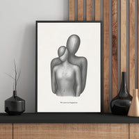 "We Meet in Fragments" Poster – Abstract Overlapping Figures Wall Art
