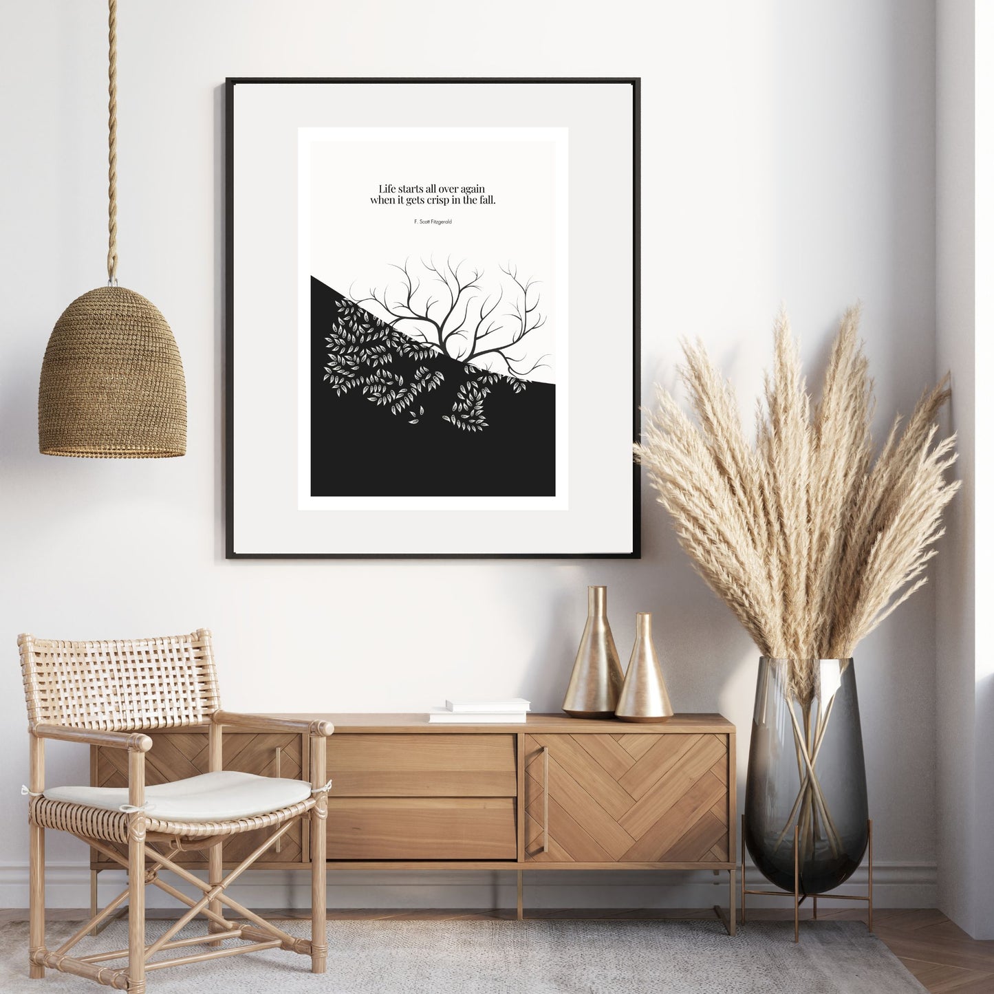 F. Scott Fitzgerald Quote Print – "Life starts all over again.."