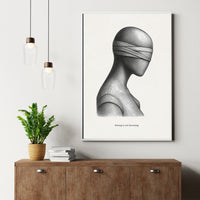 Blindfolded Figure Poster – "Seeing Is Not Knowing" Conceptual Wall Art