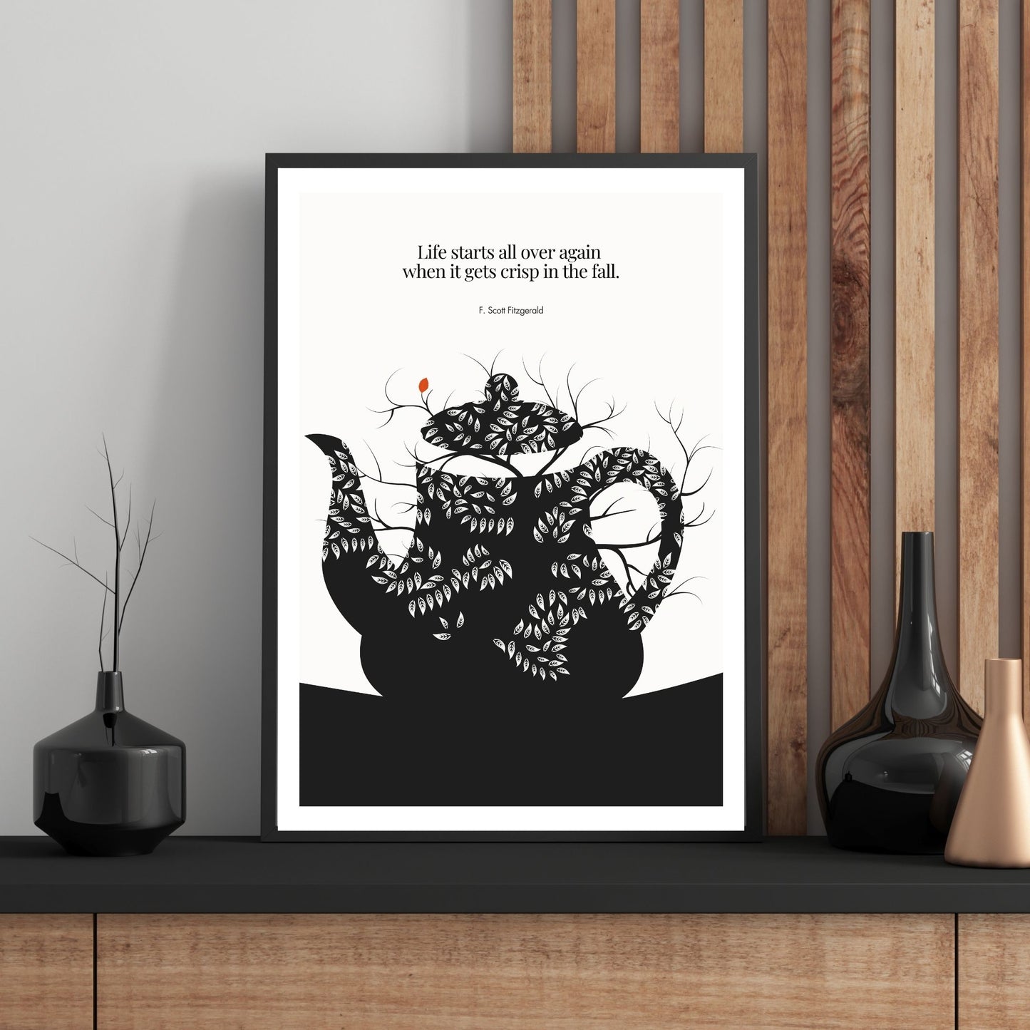 F. Scott Fitzgerald Quote Print - "Life starts all over again" Wall Art Poster