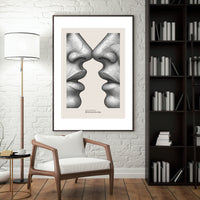Two Lips Poster – Minimalist Distance & Longing Wall Art