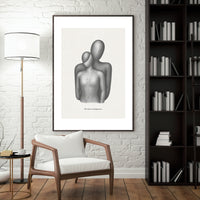 "We Meet in Fragments" Poster – Abstract Overlapping Figures Wall Art