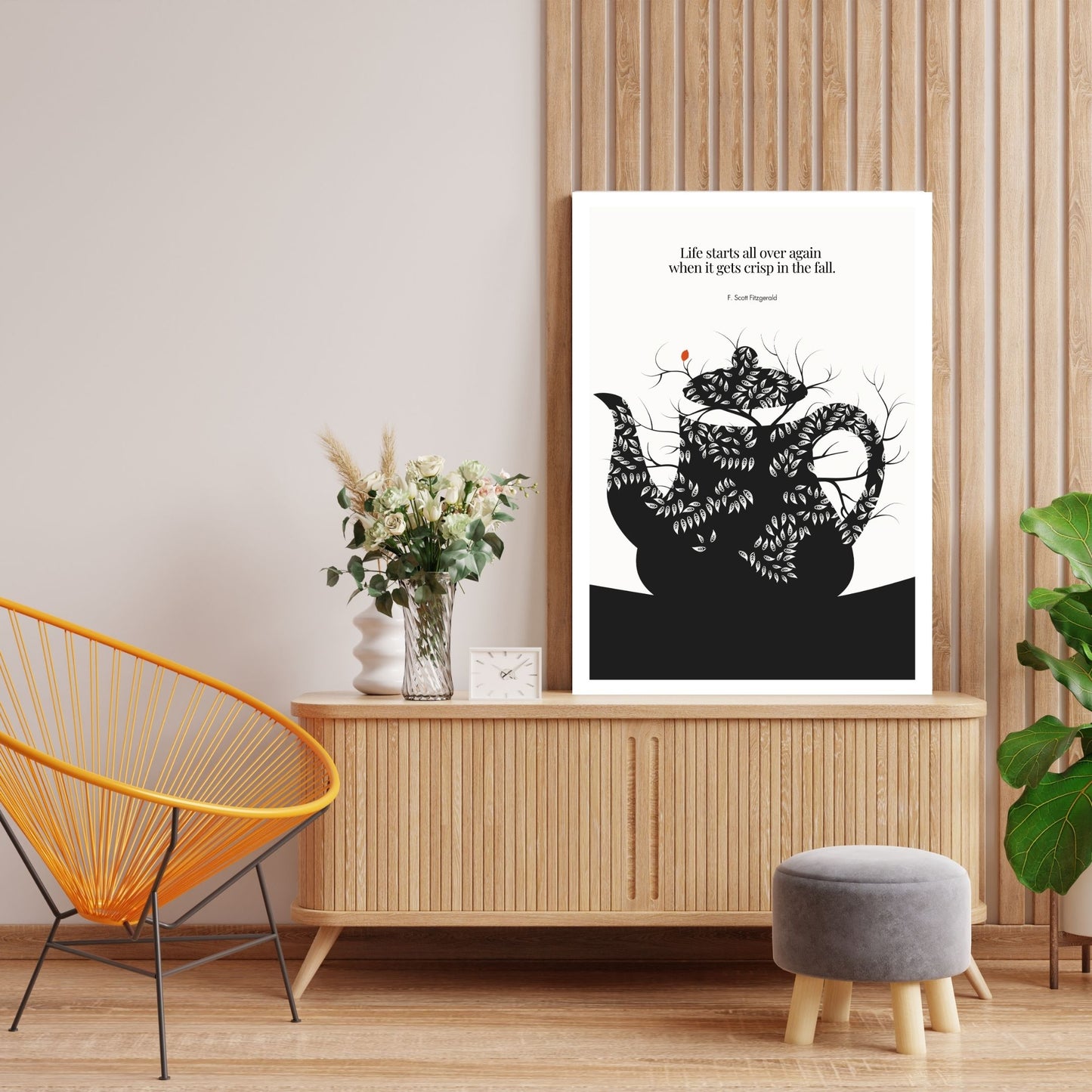 F. Scott Fitzgerald Quote Print - "Life starts all over again" Wall Art Poster