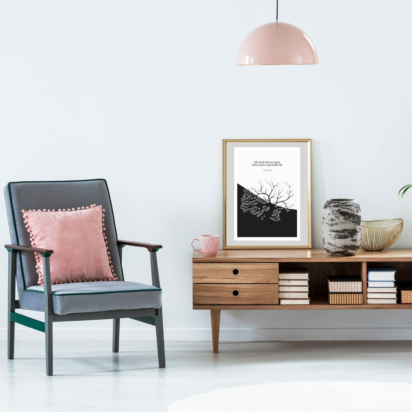 F. Scott Fitzgerald Quote Print – "Life starts all over again.."