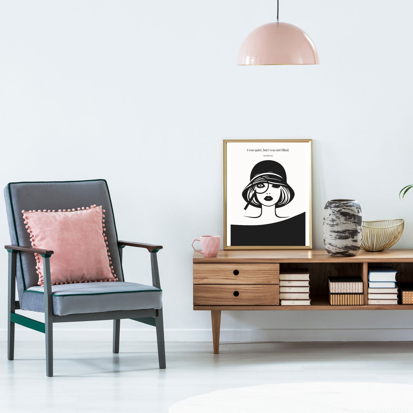 Mansfield Park Quote Print – "I was quiet, but I was not blind" Wall Art Poster