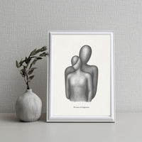 "We Meet in Fragments" Poster – Abstract Overlapping Figures Wall Art