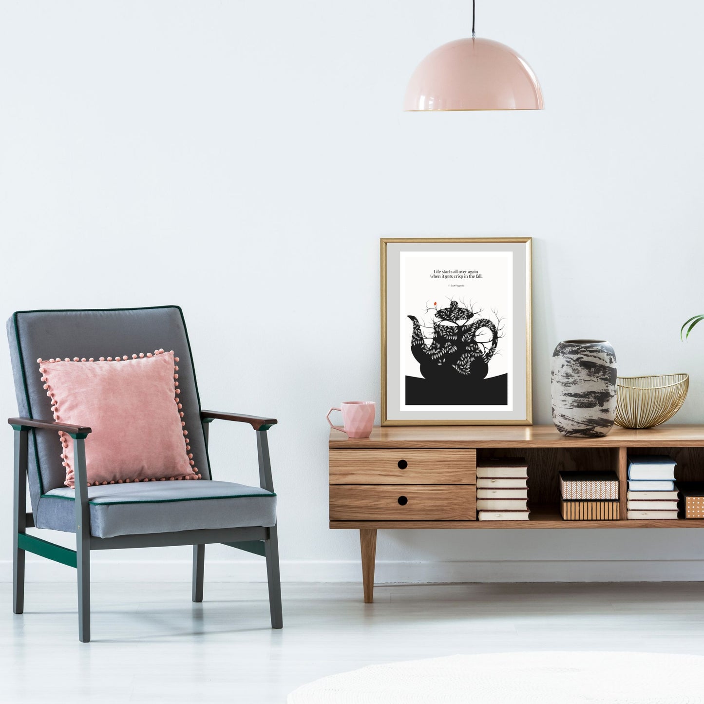 F. Scott Fitzgerald Quote Print - "Life starts all over again" Wall Art Poster