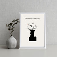Optical Illusion Faces & Tree Poster – Red Butterfly Soulmate Wall Art
