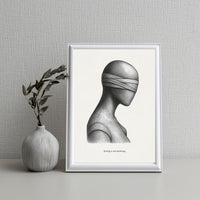Blindfolded Figure Poster – "Seeing Is Not Knowing" Conceptual Wall Art