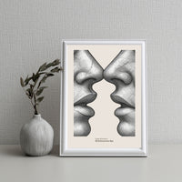 Two Lips Poster – Minimalist Distance & Longing Wall Art