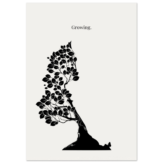 minimalist black tree poster growing concept botanical silhouette modern wall art print