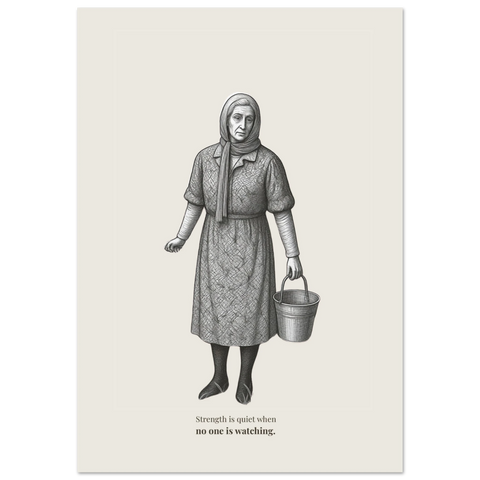 Engraving Art Poster – Quiet Strength Vintage Wall Art