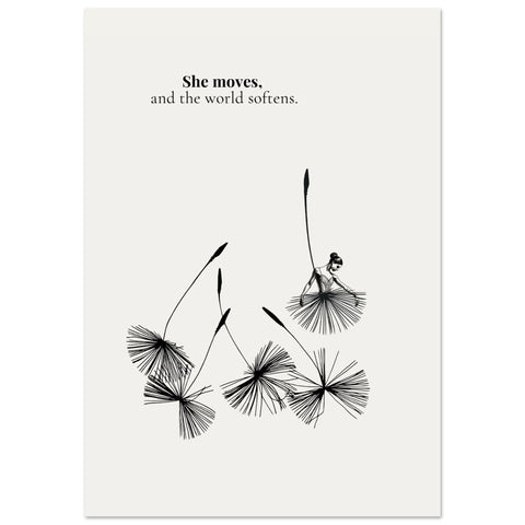 A moment of quiet movement. A ballerina suspended in motion