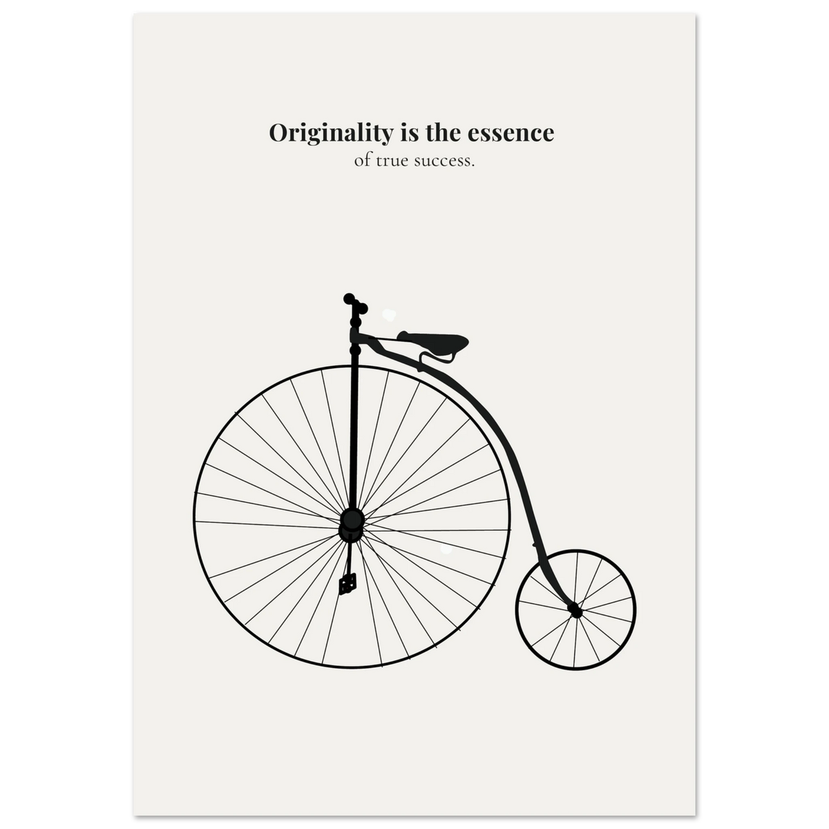 Vintage bicycle illustration with a motivational quote on a white background