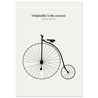 Vintage bicycle illustration with a motivational quote on a white background