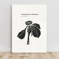 Poster with black floral silhouette and text on a white background